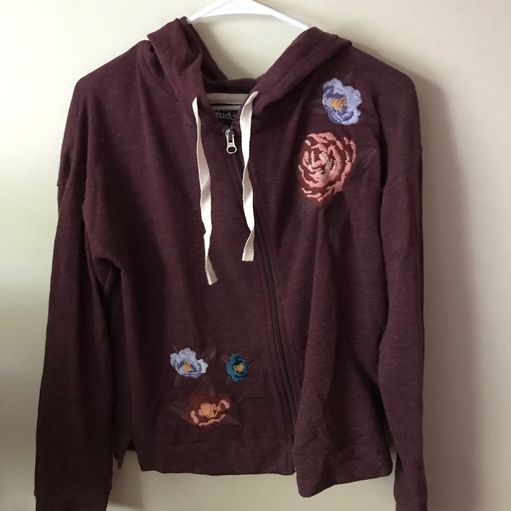 floral maroon zip up hoodie from kohl’s
